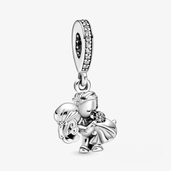 New Pandora Married couple sterling silver dangle with clear cubic charm - Picture 1 of 4